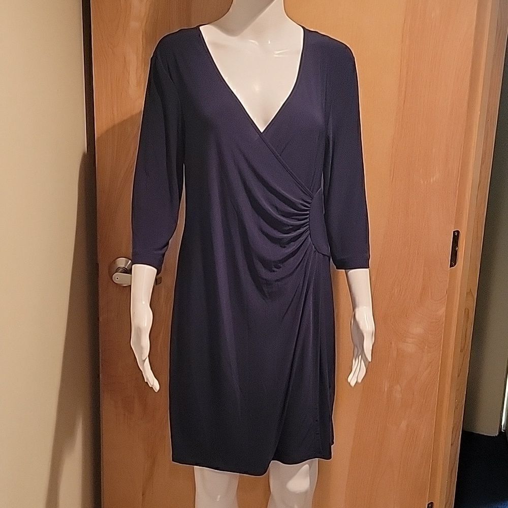 Laundry by Shelli Segal navy faux wrap dress
